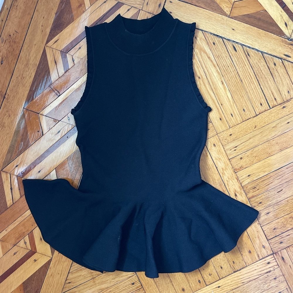 Carven brand black peplum top